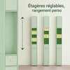 SoBuy BZR34-II-GR Colonne Salle de Bain Ultra-Étroite 20×20×180 cm – Tiroir Central, Étagères Réglables, Vert Clair