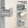 SoBuy BZR34-II-HG Colonne Salle de Bain Ultra-Étroite 20×20×180 cm – Tiroir Central, Étagères Réglables, Gris