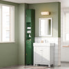 SoBuy BZR34-II-SY Colonne Salle de Bain Vert Foncé 180 cm Ultra-Slim 20 cm avec Tiroir et Étagères Réglables – Anti-Humidité, Anti-Basculement, MDF