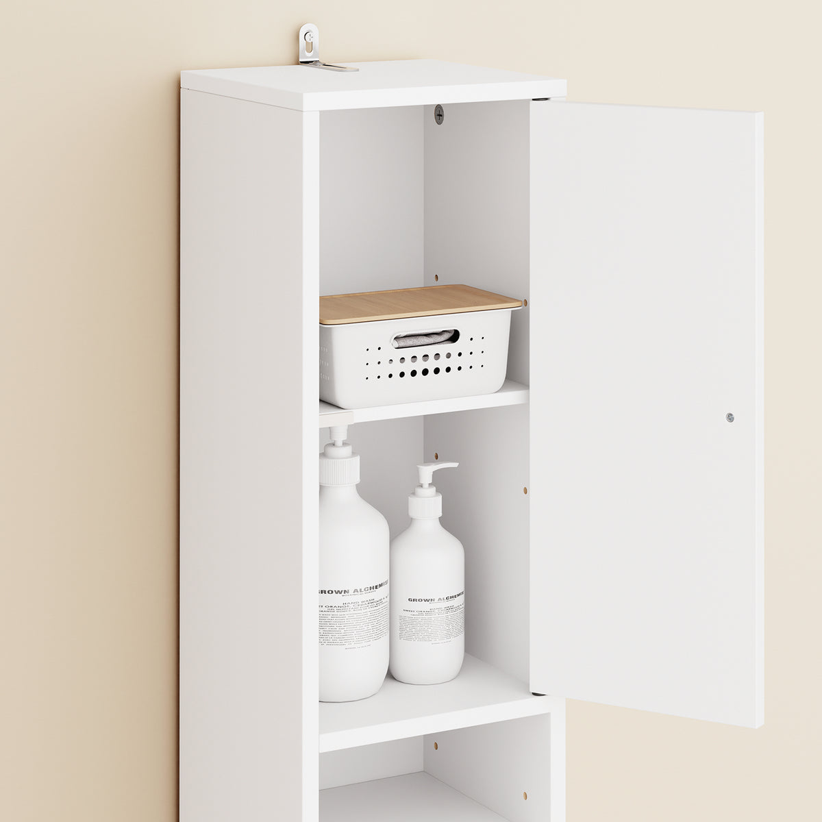 SoBuy BZR34-II-W Colonne Salle de Bain Étroite 20 cm – Rangement Gain de Place Blanc