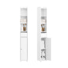 SoBuy BZR34-K-W Colonne Salle de Bain Ultra-Étroite 20×20×145 cm – 7 Niveaux, Porte et Tiroir, Blanc