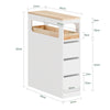 SoBuy BZR54-II-W Meuble Salle de Bain à Roulettes – 3 Tiroirs et Niche – Slim 23 cm – Blanc et Hévéa