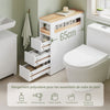 SoBuy BZR54-II-W Meuble Salle de Bain à Roulettes – 3 Tiroirs et Niche – Slim 23 cm – Blanc et Hévéa
