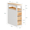SoBuy BZR54-III-WN Meuble Salle de Bain Slim 23 cm à Roulettes – 3 Tiroirs – Blanc et Bois Naturel