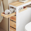SoBuy BZR54-III-WN Meuble Salle de Bain Slim 23 cm à Roulettes – 3 Tiroirs – Blanc et Bois Naturel