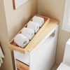 SoBuy BZR54-III-WN Meuble Salle de Bain Slim 23 cm à Roulettes – 3 Tiroirs – Blanc et Bois Naturel