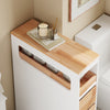 SoBuy BZR54-IV-WN Colonne Salle de Bain avec Roulettes, 3 Tiroirs et Compartiment Arrière Réglable – L65×P23×H82 cm, Charge 40 kg, Blanc et Naturel