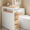 SoBuy BZR54-IV-WN Colonne Salle de Bain avec Roulettes, 3 Tiroirs et Compartiment Arrière Réglable – L65×P23×H82 cm, Charge 40 kg, Blanc et Naturel