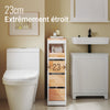 SoBuy BZR54-IV-WN Colonne Salle de Bain avec Roulettes, 3 Tiroirs et Compartiment Arrière Réglable – L65×P23×H82 cm, Charge 40 kg, Blanc et Naturel