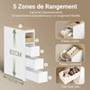 Prévente SoBuy BZR54-K-W Meuble WC Rangement 20 cm – 3 Tiroirs, Étagère Mobile, Roulettes Discrètes, Anti-Basculement – 60×20×82 cm, Blanc