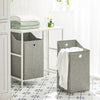 SoBuy BZR57-W Panier à Linge sur Pied, Corbeille à Linge Sale pour Laverie Salle de Bain, avec Étagère, 2 Compartiments et 2 Sacs à Linge