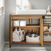 SoBuy BZR63-L-PF Meuble sous-Vasque 90 cm avec Découpe en U, 2 Portes et 3 Étagères Réglables – Style Industriel Bois Noyer et Métal Noir