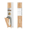 SoBuy BZR74-W Colonne Salle de Bain Style Naturel avec Panier à Linge – Blanc Bois, 170 cm