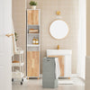 SoBuy BZR74-W Colonne Salle de Bain Style Naturel avec Panier à Linge – Blanc Bois, 170 cm