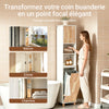 SoBuy BZR74-W Colonne Salle de Bain Style Naturel avec Panier à Linge – Blanc Bois, 170 cm