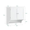 SoBuy BZR84-W Armoire Murale de Salle de Bain – 60×30×60 cm, Étagères Réglables et Barre à Serviettes, Blanc