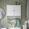 SoBuy BZR84-W Armoire Murale de Salle de Bain – 60×30×60 cm, Étagères Réglables et Barre à Serviettes, Blanc