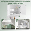 SoBuy BZR84-W Armoire Murale de Salle de Bain – 60×30×60 cm, Étagères Réglables et Barre à Serviettes, Blanc