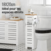 SoBuy BZR85-W Armoire Salle de Bain Rangement Fonctionnel et Compact, Gain de Place, Résistant à l’Humidité, Pratique – L20×P18×H75 cm, Bois, Blanc et Naturel