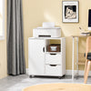 SoBuy FBT105-W Caisson d’Imprimante Mobile avec Roulettes, 2 Tiroirs et 1 Compartiment Ouvert, Rangement Optimisé, Design Fonctionnel – L60×P35×H70 cm, Blanc