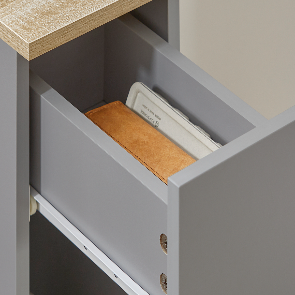 SoBuy FBT111-HGx2 Lot de 2 Tables de Chevet avec Tiroir, Gain de Place, pour Salon et Chambre, Rangement Optimisé, Design Fonctionnel – L20×P35×H60 cm, Gris