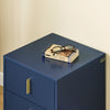 SoBuy FBT115-B Table de Chevet avec 2 Tiroirs, MDF Laqué Bleu et Pieds Métal Doré – L40×P40×H47 cm, Charge 25 kg, Style Moderne