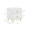 SoBuy FBT115-E-W Table de Chevet avec Prise Intégrée 4-en-1 – 2 Prises, USB, Type-C, 2 Tiroirs, Poignées Dorées, Blanc