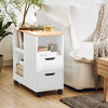 SoBuy FBT130-WN Bout de Canapé, Table d'appoint avec 2 Tiroirs, Compartiment Ouvert, Meuble de Rangement à roulettes, Chariot pour Salon, Bureau, Chambre, Blanc, L60xP30xH60cm