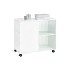 SoBuy FBT141-W Bout de Canapé, Table d'appoint Roulante, Table Basse, Table à Café avec 3 Tiroir, pour Salon, Bureau, Chambre