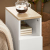 SoBuy FBT149-WN Table de Chevet Étroit 20 cm, 2 Tiroirs et Étagère – Table de Nuit Slim Gain de Place, Blanc Naturel