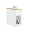 SoBuy FBT162-WN Table d'Appoint Étroite 65×25×60 cm – 1 Compartiment, 2 Tiroirs, Charnières Silencieuses, Blanc et Naturel