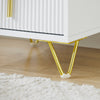 SoBuy FBT168-W Table de Chevet Chic Blanc et Doré – 3 Tiroirs et Étagère, Style Moderne