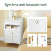 SoBuy FBT168-W Table de Chevet Chic Blanc et Doré – 3 Tiroirs et Étagère, Style Moderne