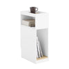 SoBuy FBT171-WN Table de Chevet Étroit, Table de Nuit avec Tiroir et Étagère, Meuble d 'appoint Moderne pour Chambre et Salon