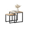 SoBuy FBT42-N Tables Basses Gigognes, Lot de 2 Tables d'Appoint Empilables, Style Industriel, Effet Bois avec Structure Métal