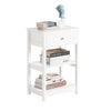 SoBuy FBT46-W Table de Chevet avec 1 Tiroir & 2 Étagères, Table d'appoint Moderne, Blanche, L45 x P30 x H68cm
