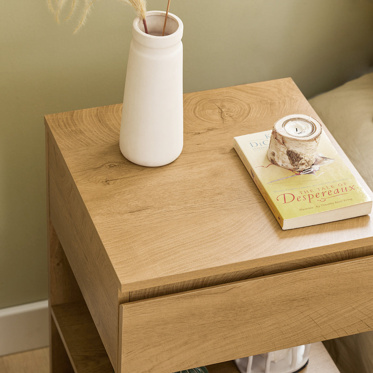 SoBuy FBT49-N Table de Chevet - Table de Nuit avec 1 tiroir et 2 étagères, Table d'appoint pour Chambre à Coucher - Meuble de Rangement Moderne L39 x P39 x H65 cm Naturel