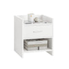 SoBuy FBT66-W Table de Chevet Table de Nuit Bout de Canapé avec 1 Tiroir 1 Niche Blanc