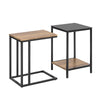 SoBuy FBT99-F Tables Basses Gigognes, Lot de 2, Tables d'Appoint Empilables, Bouts de Canapé, Tables de Salon en Bois et Verr