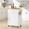 SoBuy FKW102-WN Desserte de Cuisine à Roulettes avec Plan de Travail, 1 Tiroir, 1 Porte et Porte-Torchon, Charge 45 kg – 68x46x90 cm, Blanc et Naturel