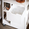 SoBuy FKW111-WN Desserte cuisine à roulettes 53 cm avec plan en bois, tiroir et étagères – Ìlot mobile gain de place blanc naturel