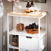 SoBuy FKW111-WN Desserte cuisine à roulettes 53 cm avec plan en bois, tiroir et étagères – Ìlot mobile gain de place blanc naturel