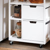 SoBuy FKW111-WN Desserte cuisine à roulettes 53 cm avec plan en bois, tiroir et étagères – Ìlot mobile gain de place blanc naturel