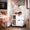 SoBuy FKW111-WN Desserte cuisine à roulettes 53 cm avec plan en bois, tiroir et étagères – Ìlot mobile gain de place blanc naturel