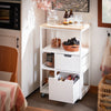 SoBuy FKW111-WN Desserte cuisine à roulettes 53 cm avec plan en bois, tiroir et étagères – Ìlot mobile gain de place blanc naturel