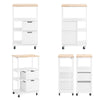 SoBuy FKW111-WN Desserte cuisine à roulettes 53 cm avec plan en bois, tiroir et étagères – Ìlot mobile gain de place blanc naturel