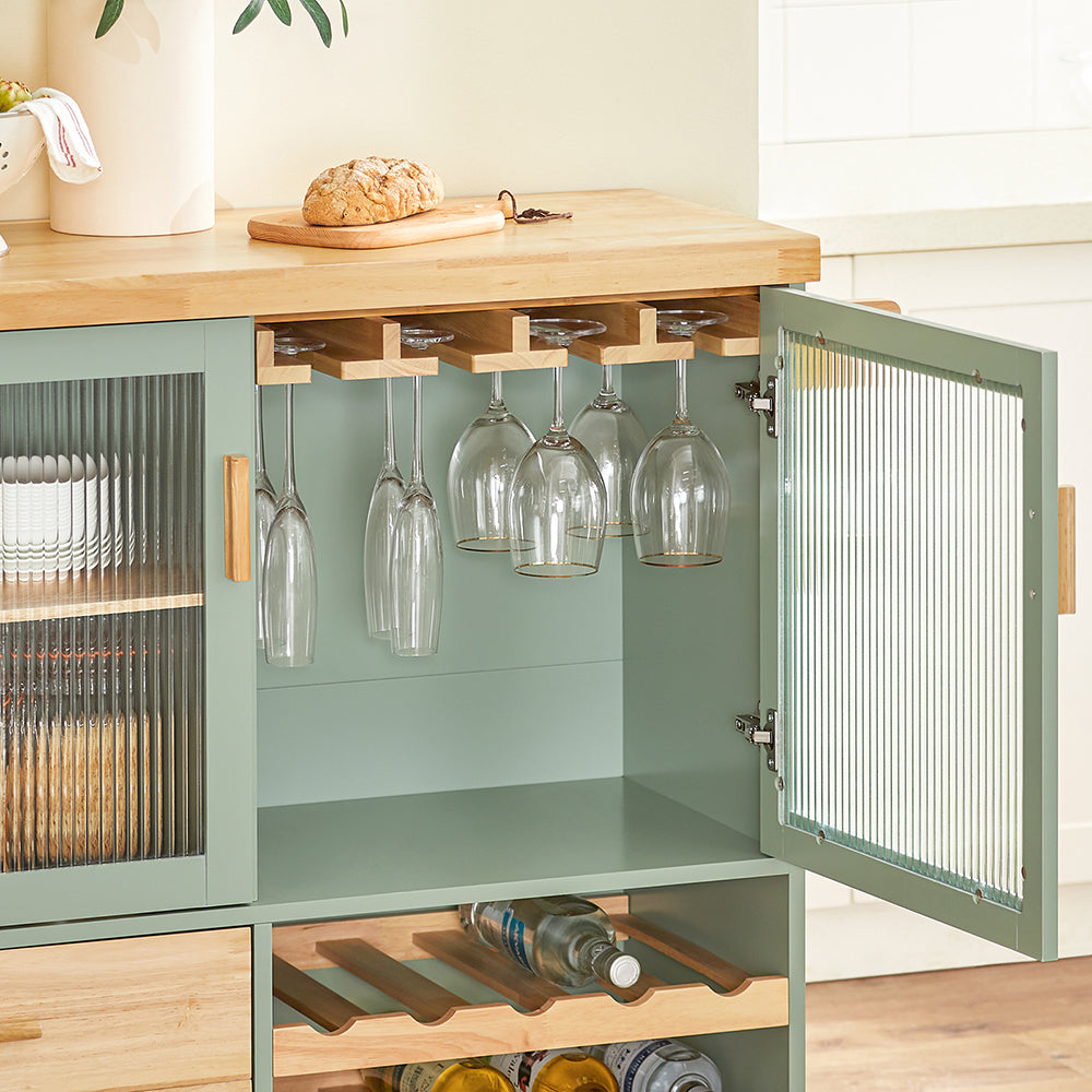 Chariot cuisine SoBuy FKW114-GR – détail du porte-bouteilles latéral