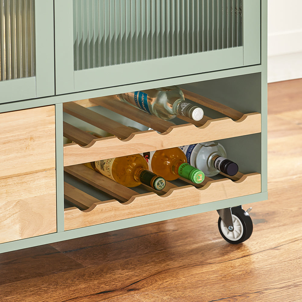 Desserte cuisine SoBuy FKW114-GR – intérieur des armoires avec étagères réglables