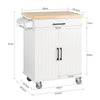 SoBuy FKW119-WN Desserte Cuisine avec Roulettes, Mobile, pour Cuisine et Salle à Manger, Rangement Optimisé – L74×P46×H91 cm, Bois d’Hévéa, Blanc et Naturel