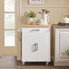 SoBuy FKW119-WN Desserte Cuisine avec Roulettes, Mobile, pour Cuisine et Salle à Manger, Rangement Optimisé – L74×P46×H91 cm, Bois d’Hévéa, Blanc et Naturel